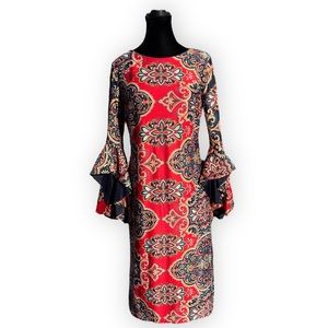 Shelby & Palmer Tribal Print Midi Dress